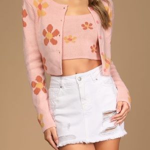 Free People Out of Ordinary White Distressed Denim Mini Skirt